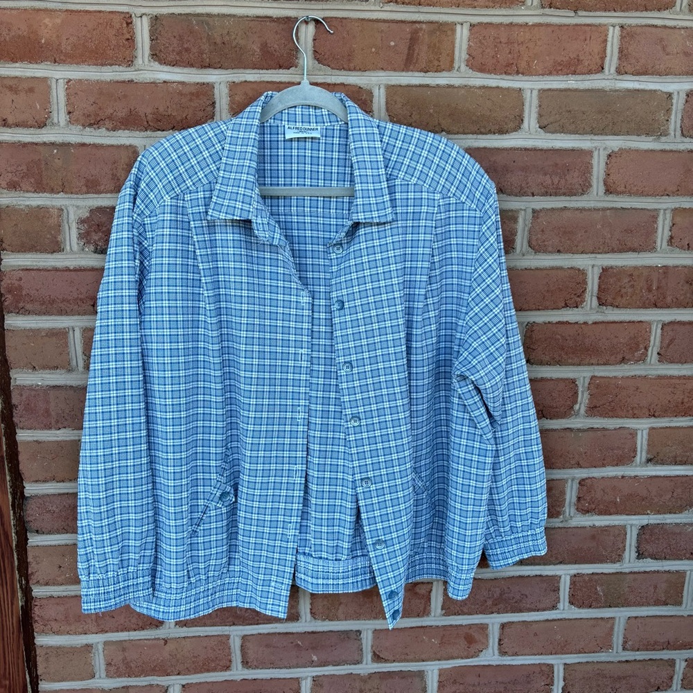 Blue Plaid Button-Up Jacket - image 2